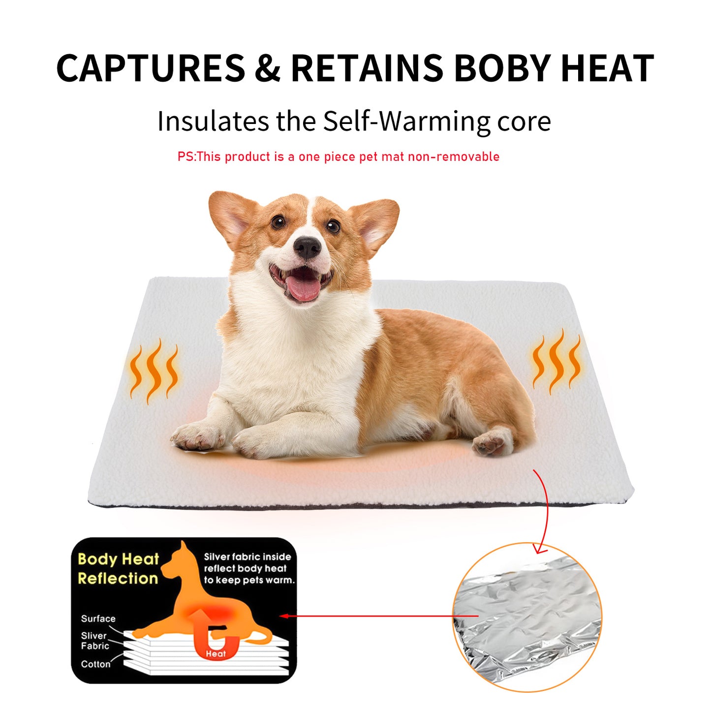 Self-warming pet bed