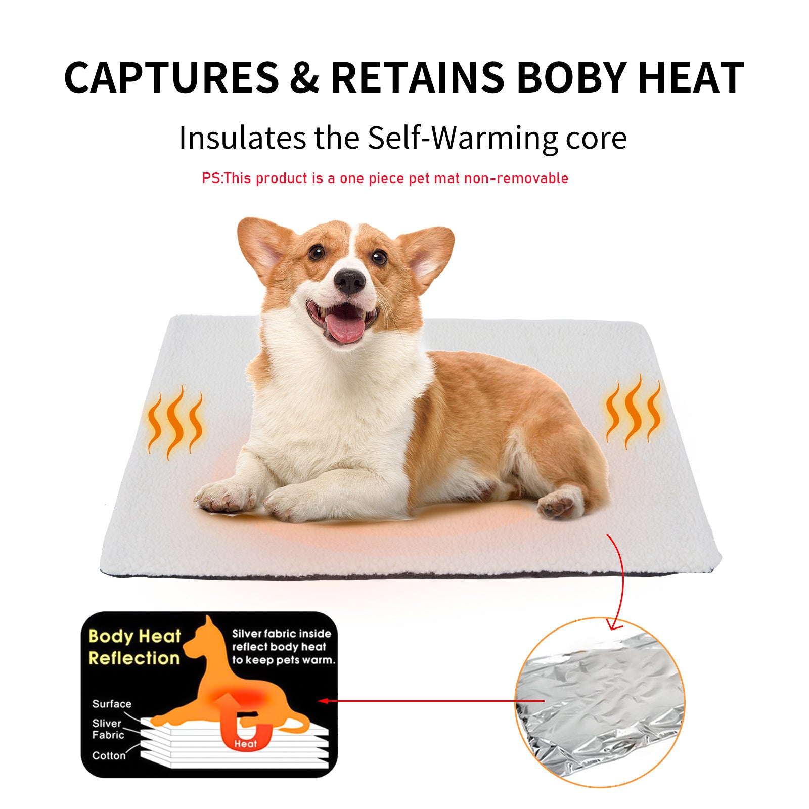 Self-warming pet bed