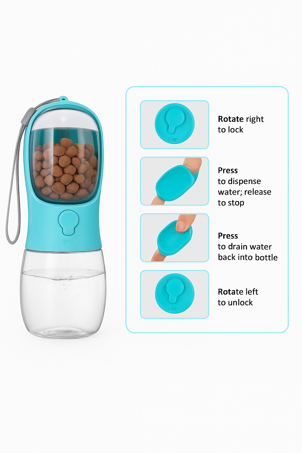 2-in-1 Pet Water Bottle with Snack Storage