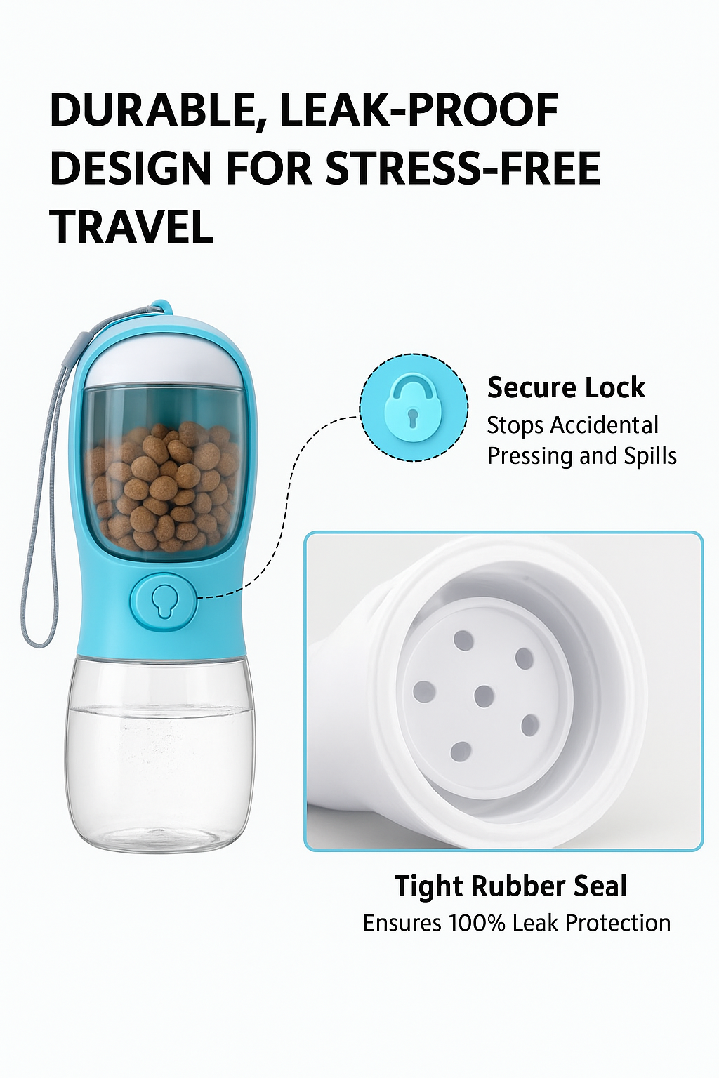 2-in-1 Pet Water Bottle with Snack Storage